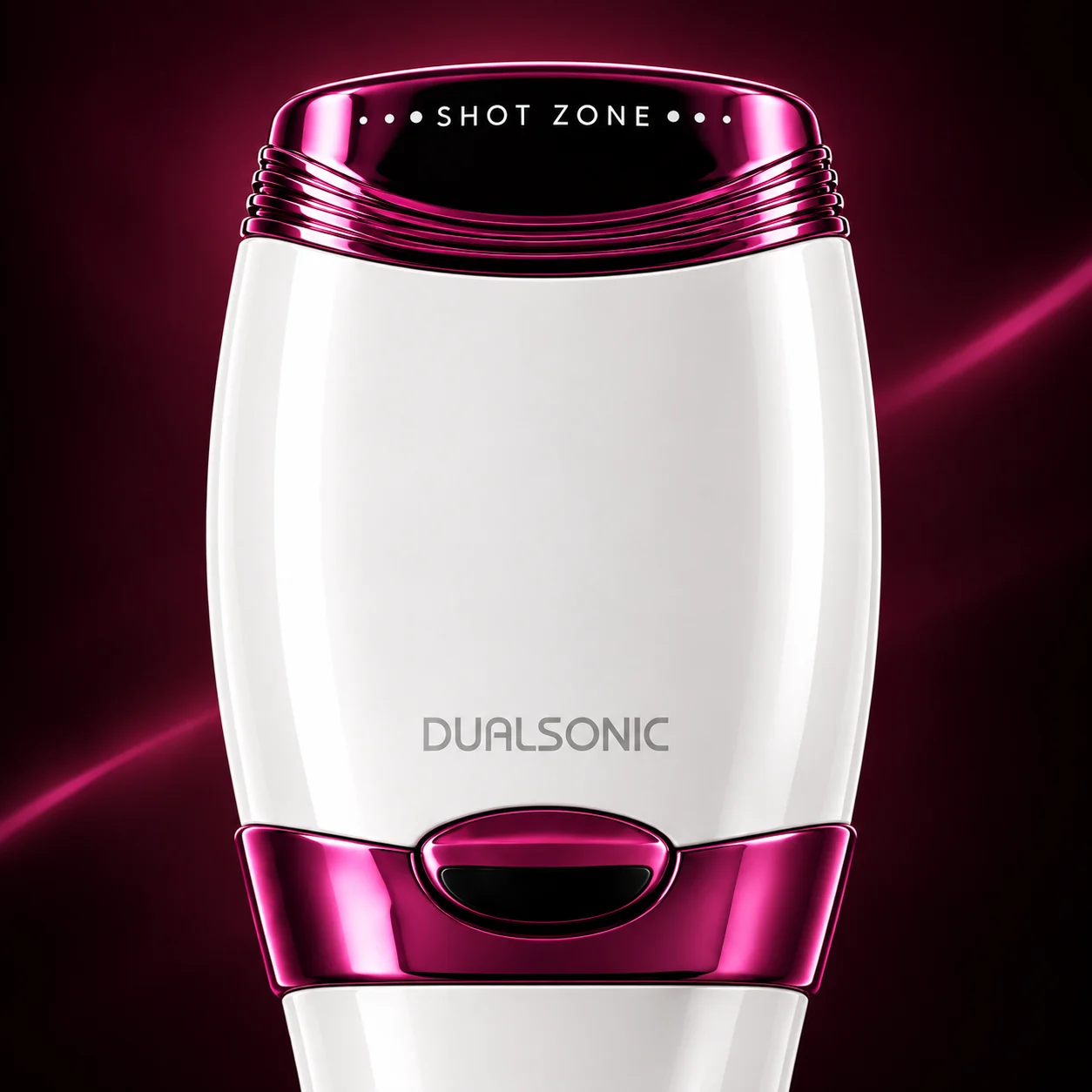 Dualsonic Optimum Ruby, gros plan sur la tête Shot Zone et la bague chromée