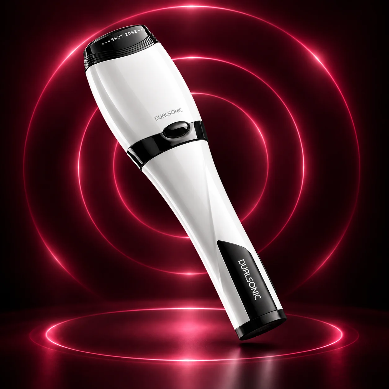 Dualsonic Optimum édition Ash appuyé au cœur d'anneaux lumineux concentriques rubis